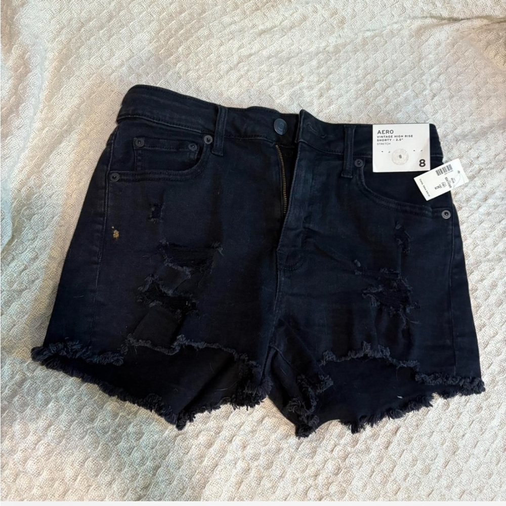 Aeropastel Black Jean Shorts